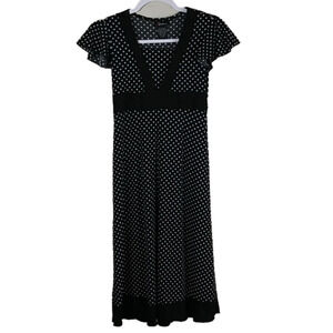 Speechless Black White Polka Dot Cap Sleeve Dress
